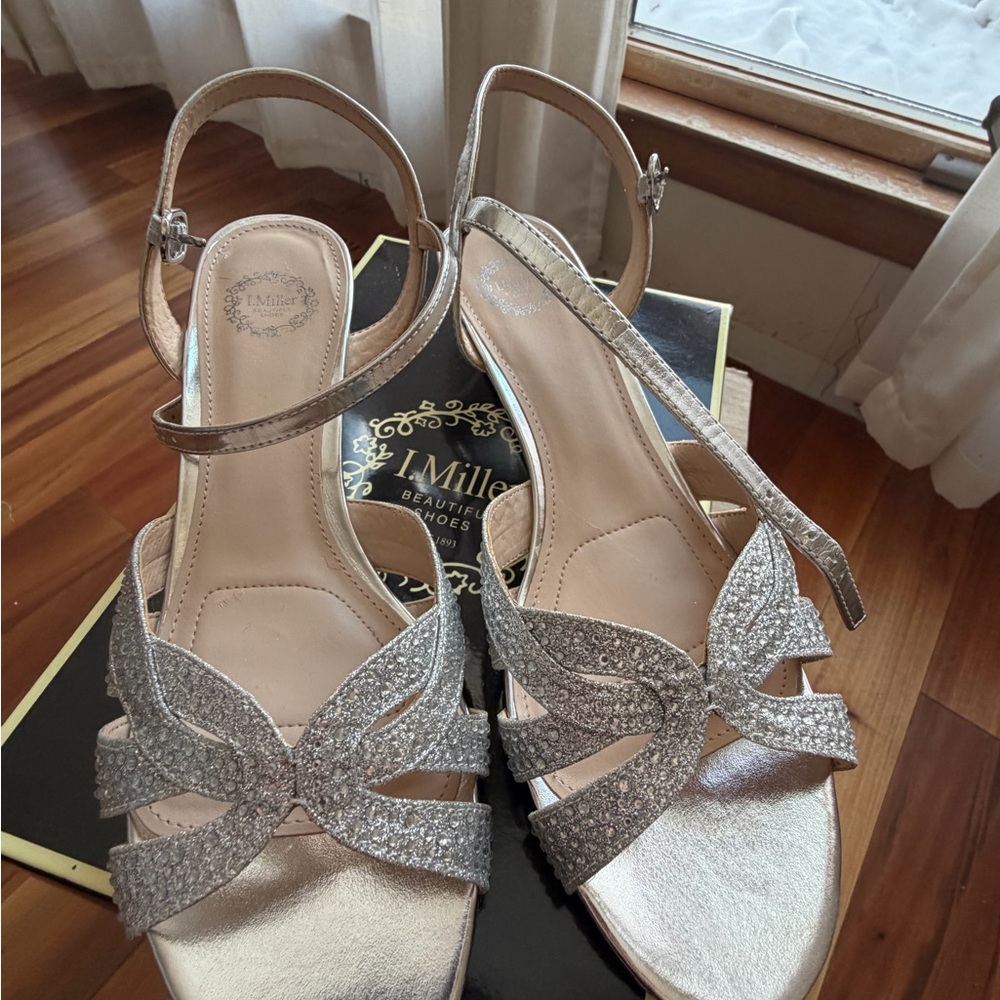J Renee Glittering Silver Women's Sandals